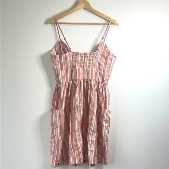 Roxy Pink and White Ruched Mini Sundress - Picture 7 of 10